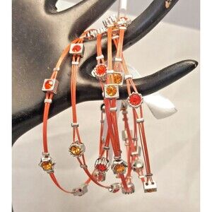 MX Signature Collection 6 thin Red Bracelets Metal wire with Rhinestones New